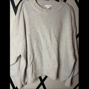 H&M Cream Beaded Pearls Sweater